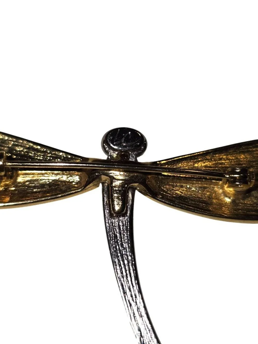 Dragonfly Firefly Liz Claiborne Mixed Metal Silver Gold Brooch 2 Piece Set - Picture 7 of 8